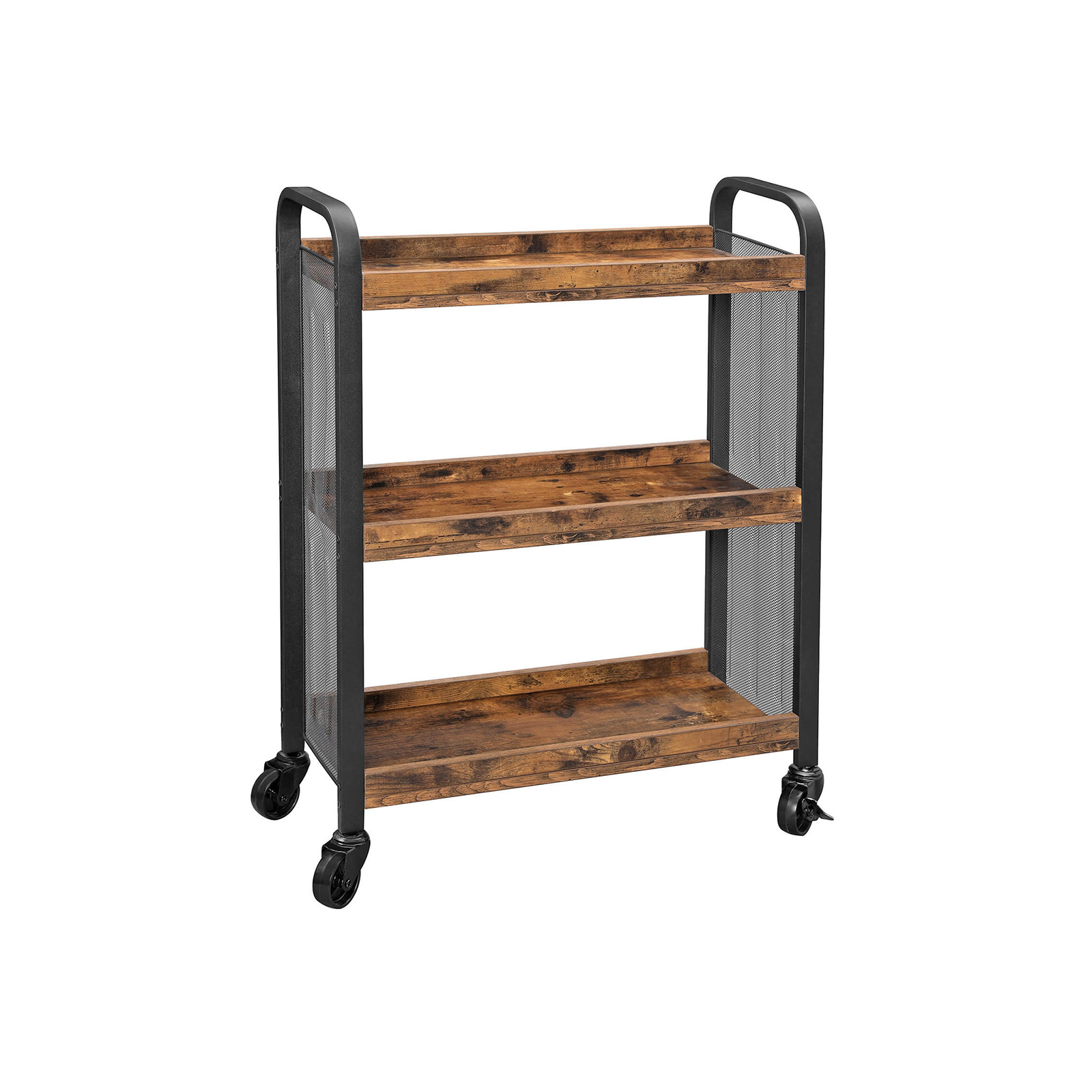 Songmics - vasagle Servierwagen platzsparender Küchenwagen mit Universalrollen Küchenregal mit verstellbaren Füßen stabiles Metallgestell 66 x 26