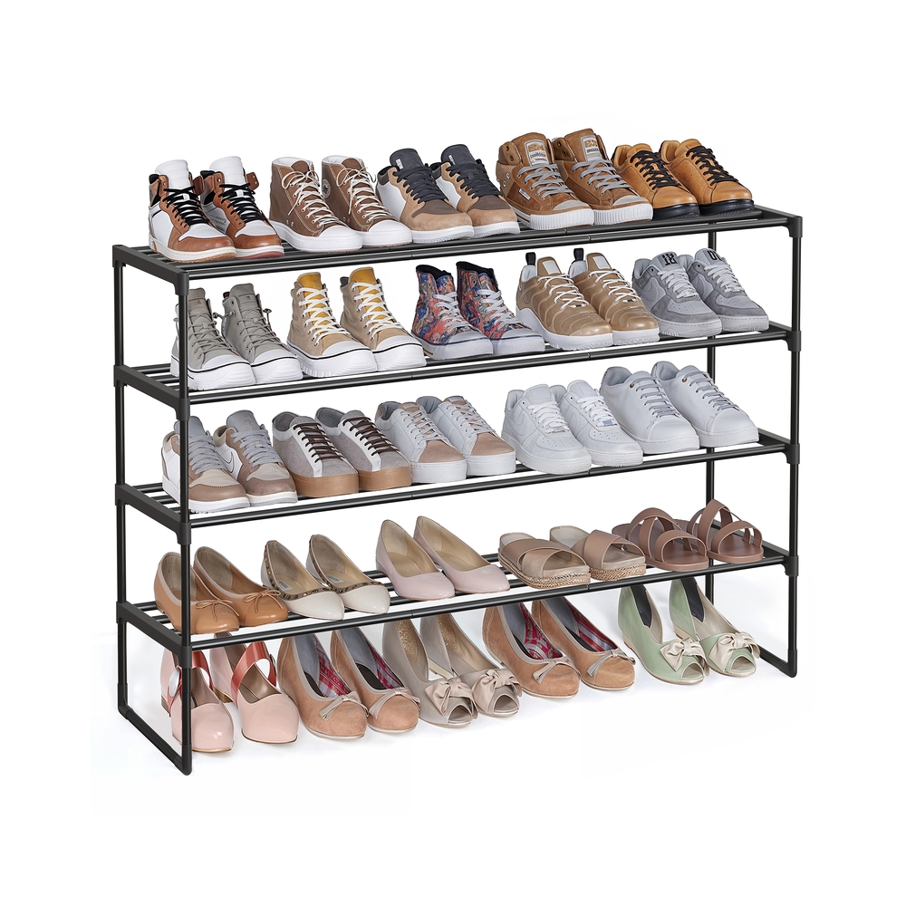 Schuhregal mit 4 Ebenen für 25-30 Paar Schuhe schwarz