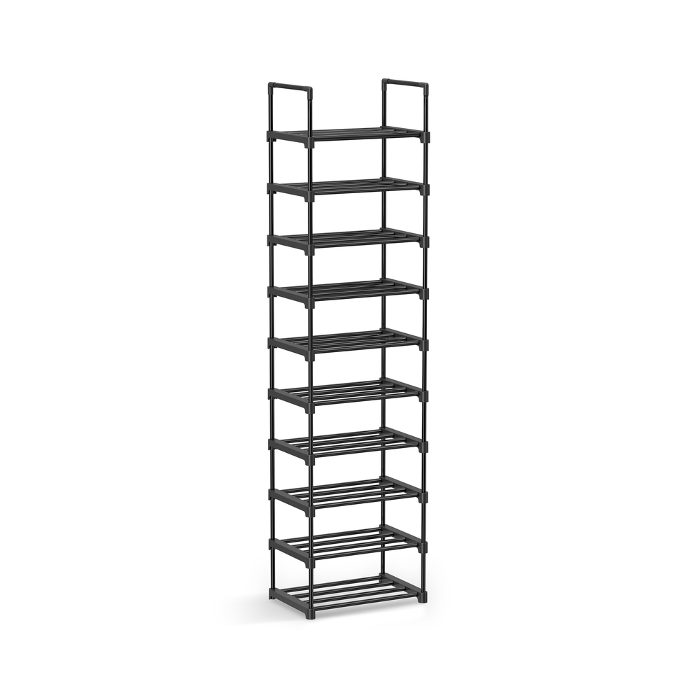 Schuhregal aus schwarzem Eisen mit 10 anpassbaren Ebenen - L45 x H174 cm