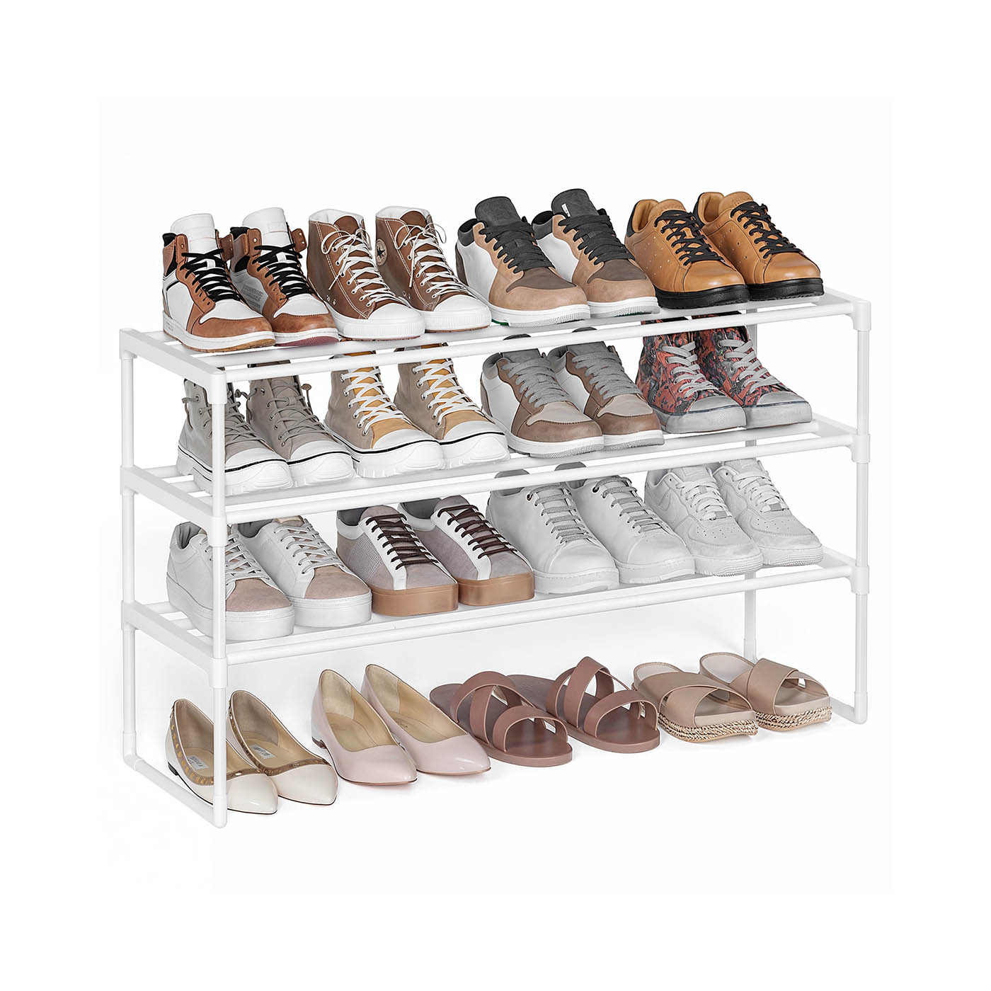Schuhregal mit 3 Ebenen für 16-20 Paar Schuhe perlweiß