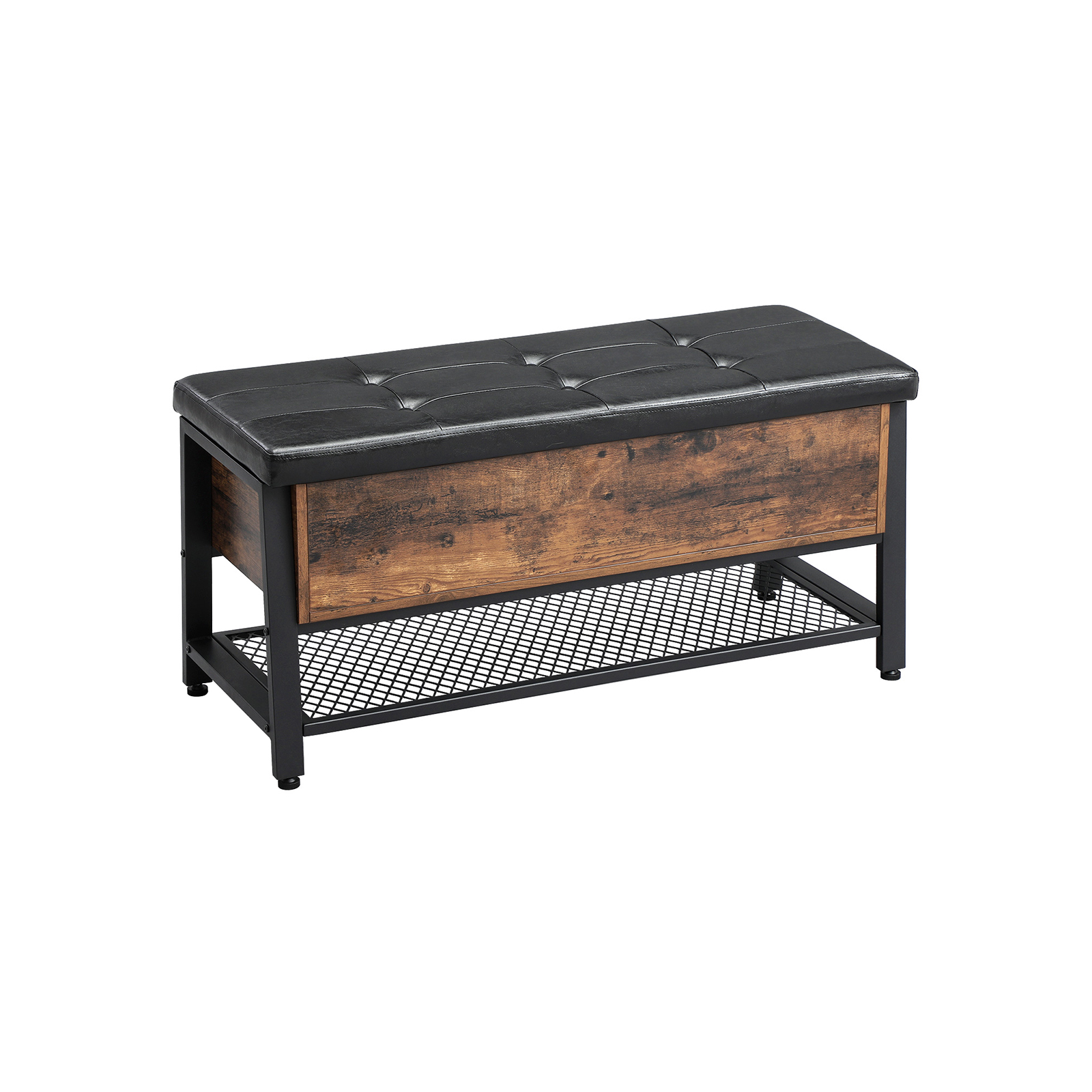 Industrielle Schuhaufbewahrungsbank Betthocker mit gepolstertem Sitz und Schuhregal multifunktionale Box und Ablage Wohnzimmer Flur