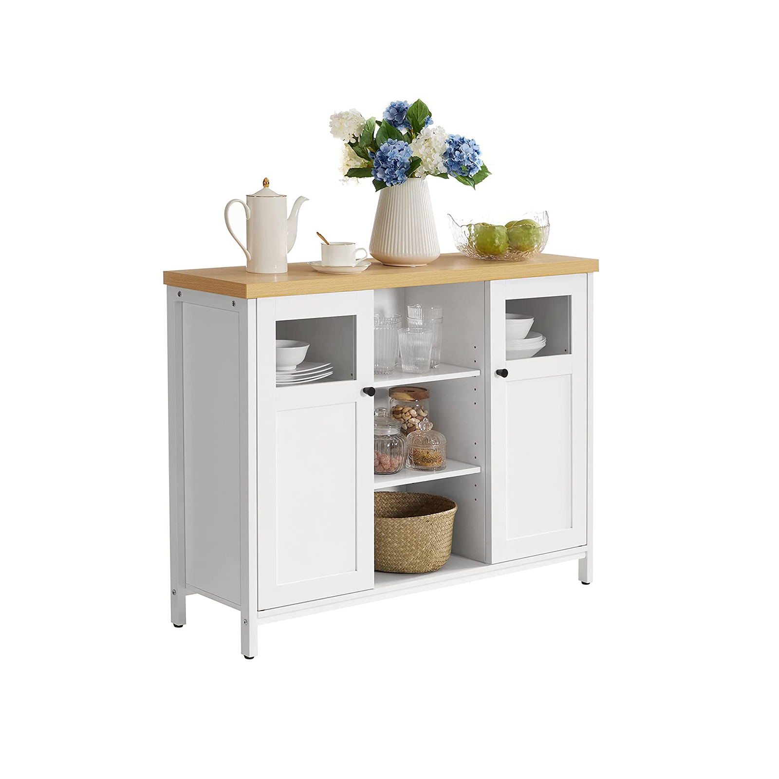 Küchenschrank mit Türen Weiß | VASAGLE