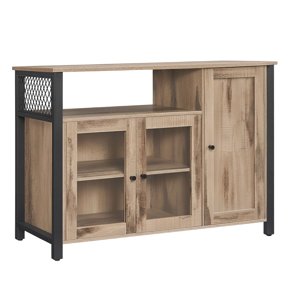 Songmics - vasagle Sideboard Küchenschrank Kommode 110 x 33 x 75 cm mit 3 Türen - Naturfarben-Schwarz