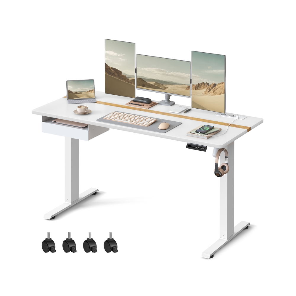 Höhenverstellbarer Schreibtisch 60 x 140 cm weiß