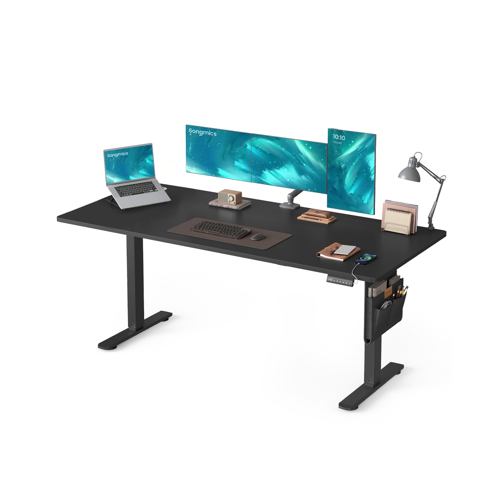 Höhenverstellbarer Schreibtisch elektrisch 180 x 80 cm tintenschwarz