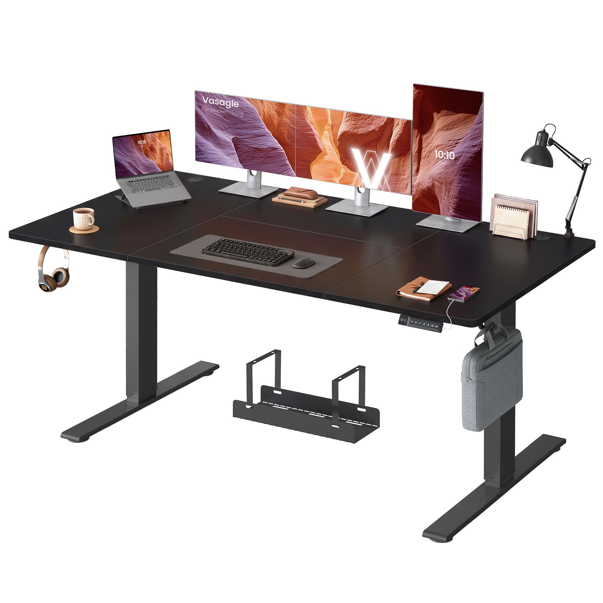 Höhenverstellbarer Schreibtisch mit USB-C-Anschluss, 180 x 80 cm