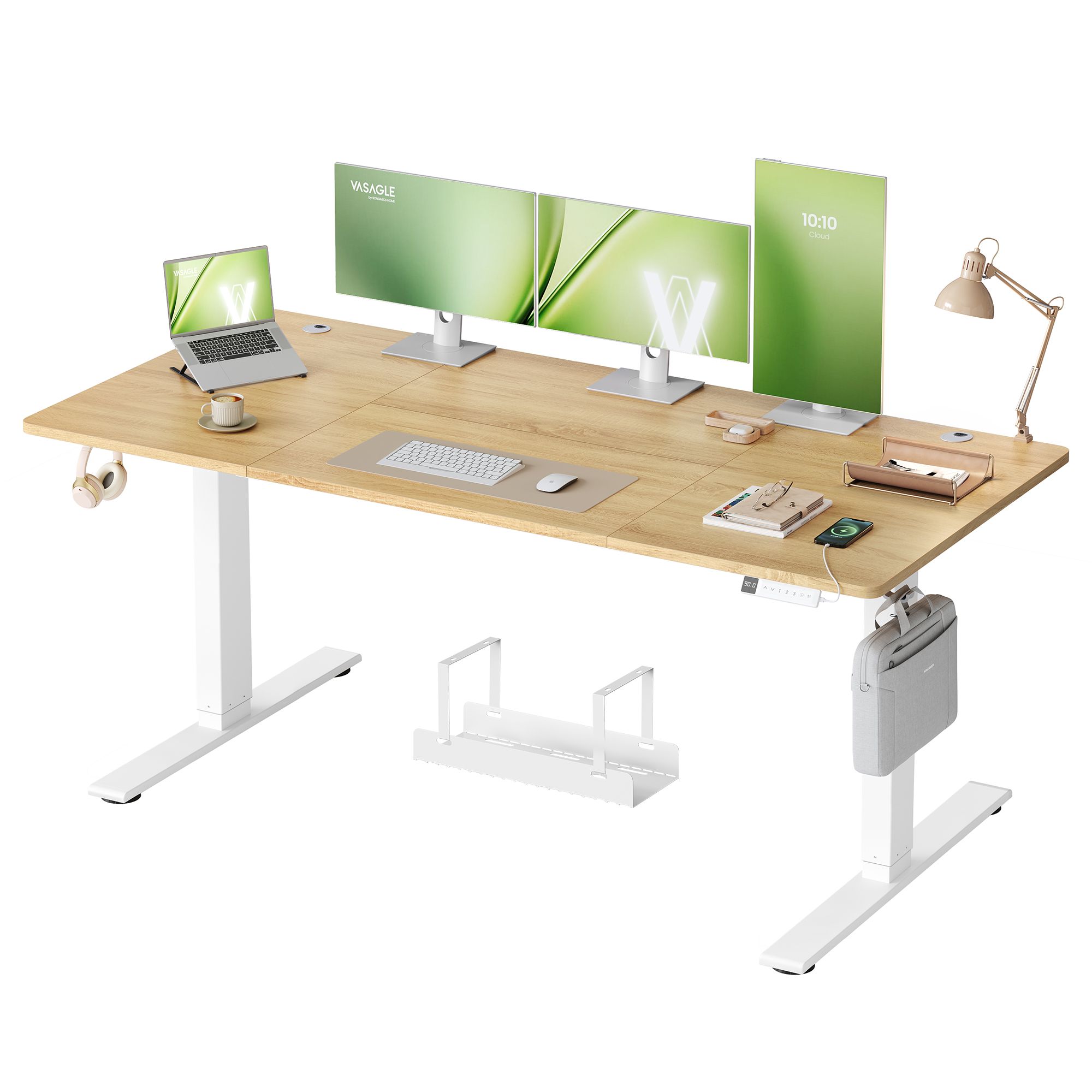 Höhenverstellbarer Schreibtisch mit USB-C-Anschluss, 180 x 80 cm