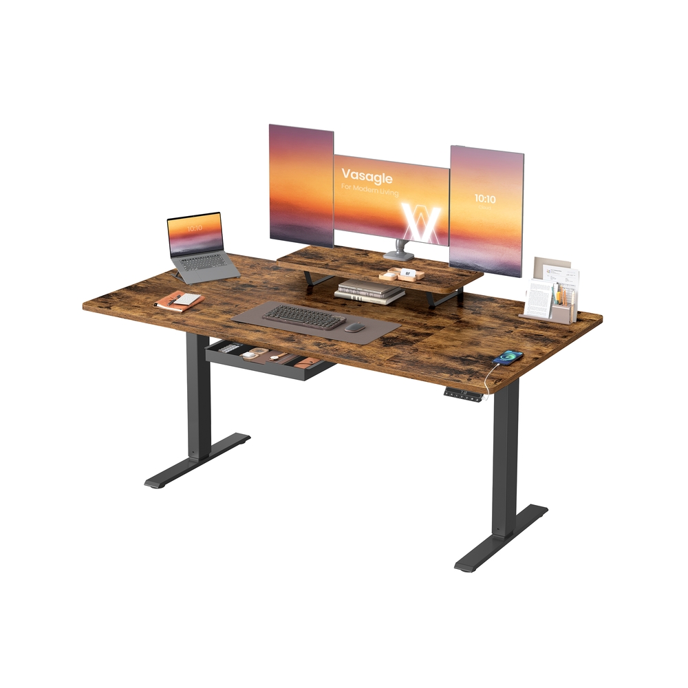 Höhenverstellbarer Schreibtisch mit Monitorständer und USB