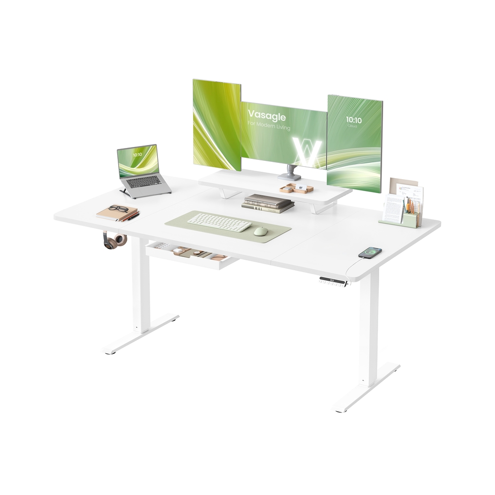 Höhenverstellbarer Schreibtisch mit Monitorständer und USB