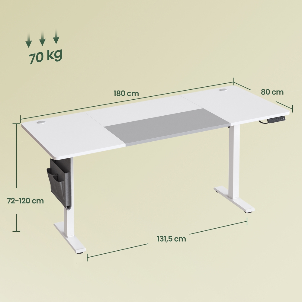 Songmics Höhenverstellbarer Stehtisch, 180 X 80 Cm, Memory-Funktion
