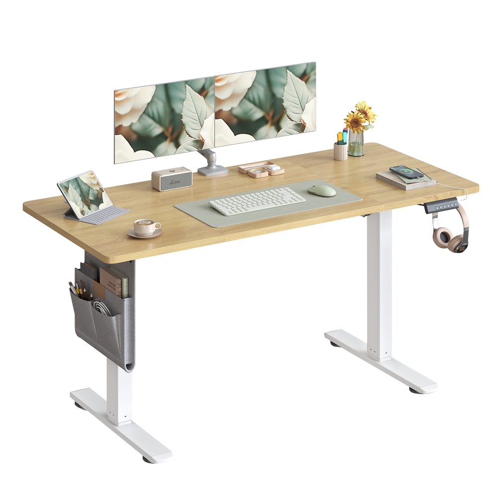 Songmics Höhenverstellbarer Schreibtisch, 140 X 60 Cm, Memory-Funktion