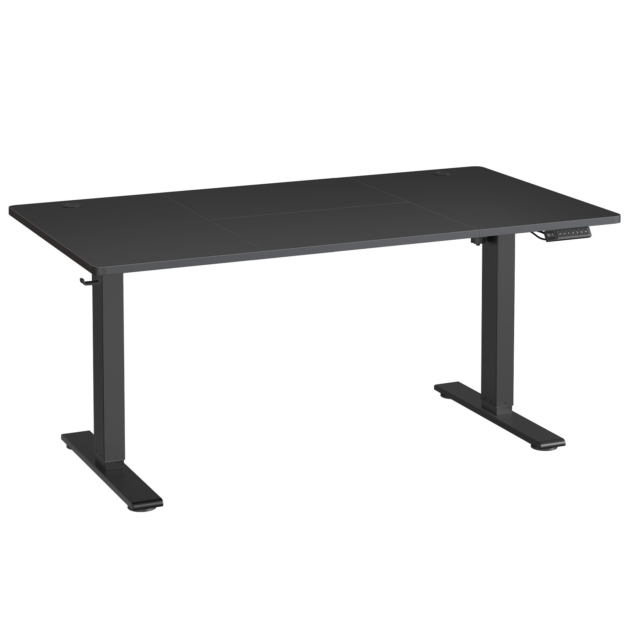 Elektrisch Höhenverstellbarer Schreibtisch, Stehpult mit Typ-C und Kabelmanagement für Home Office, 140 x 80 cm, Schwarz