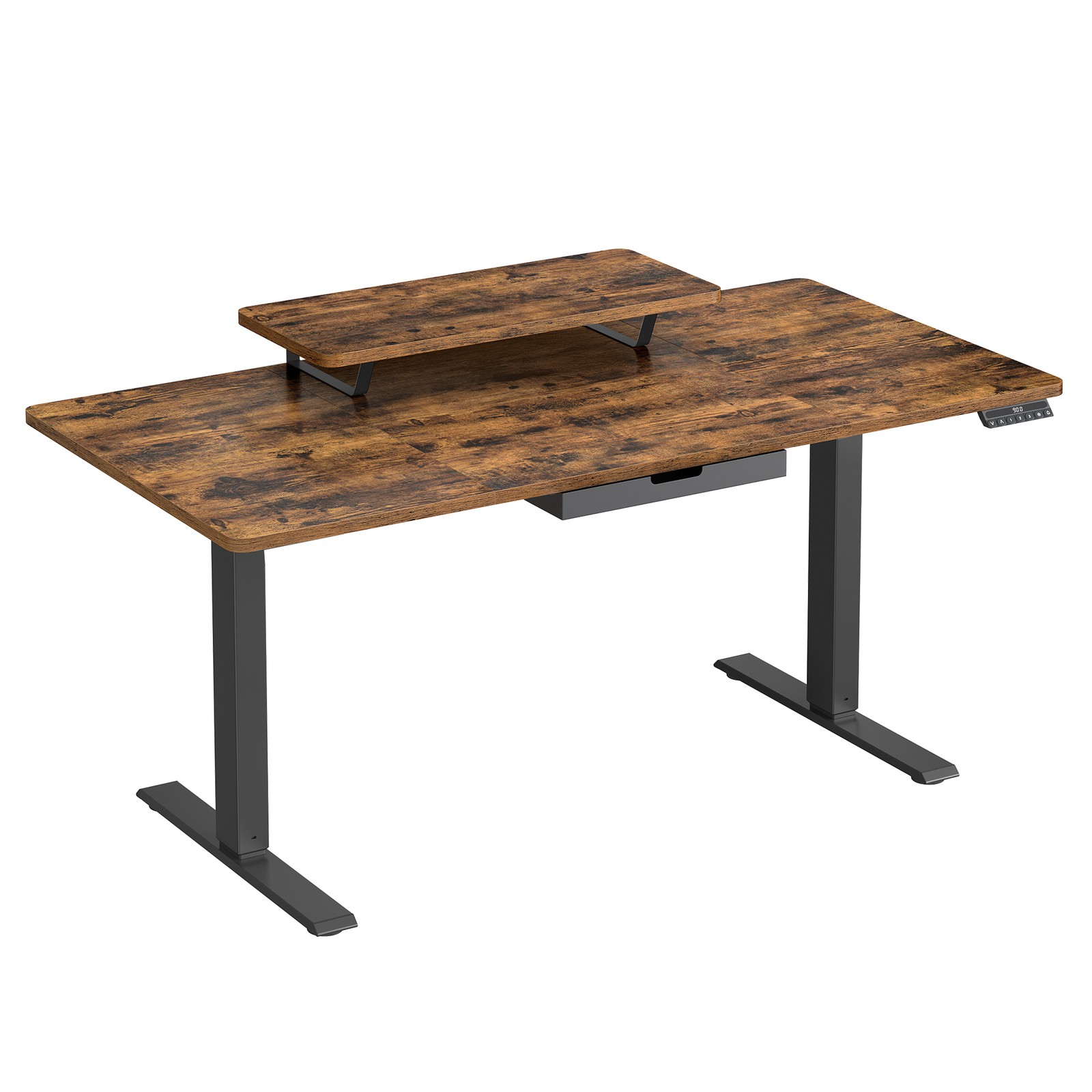 Höhenverstellbarer Schreibtisch,  140 x 70 cm, Monitorständer