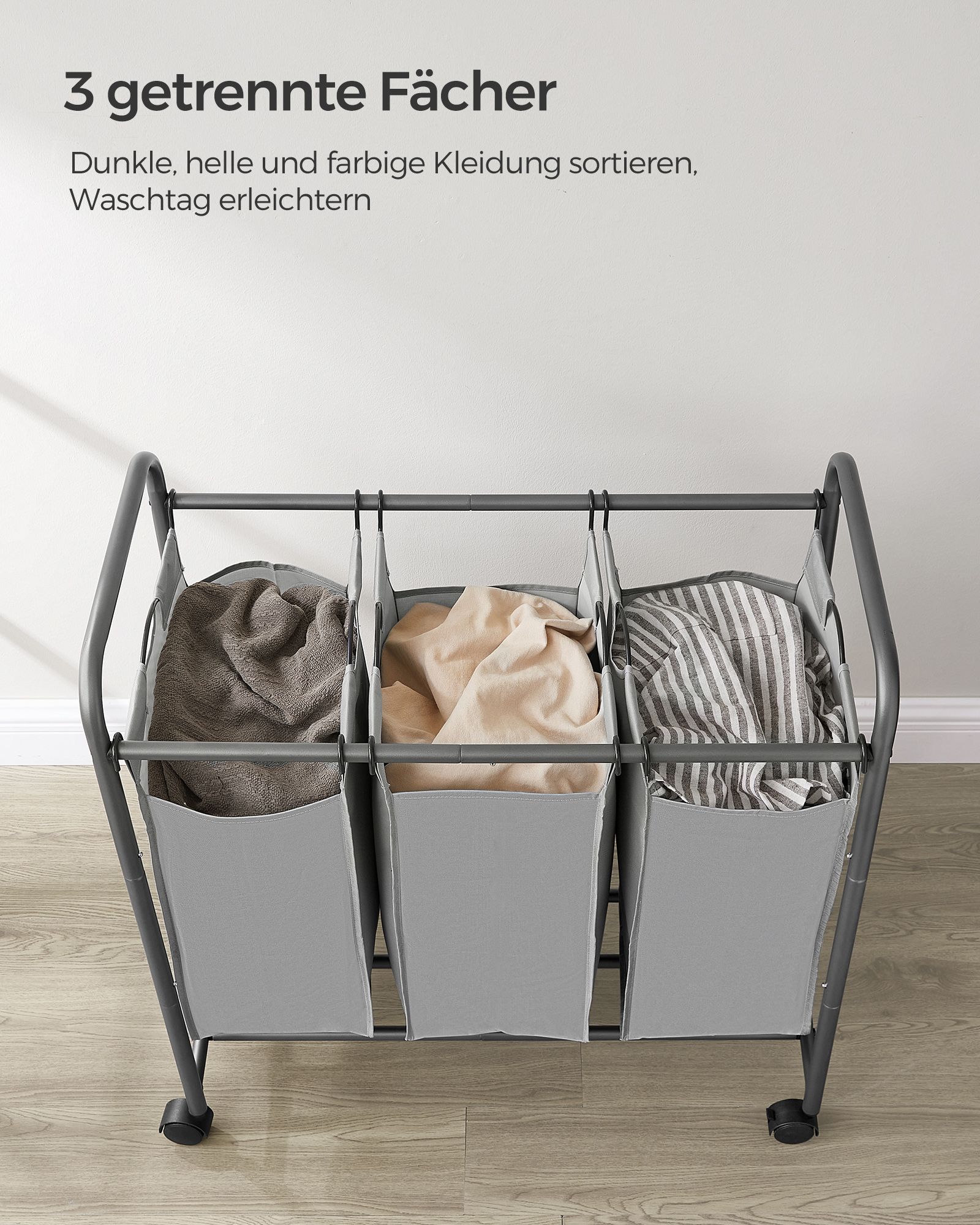 Skalbinių krepšys su 3 skyriais