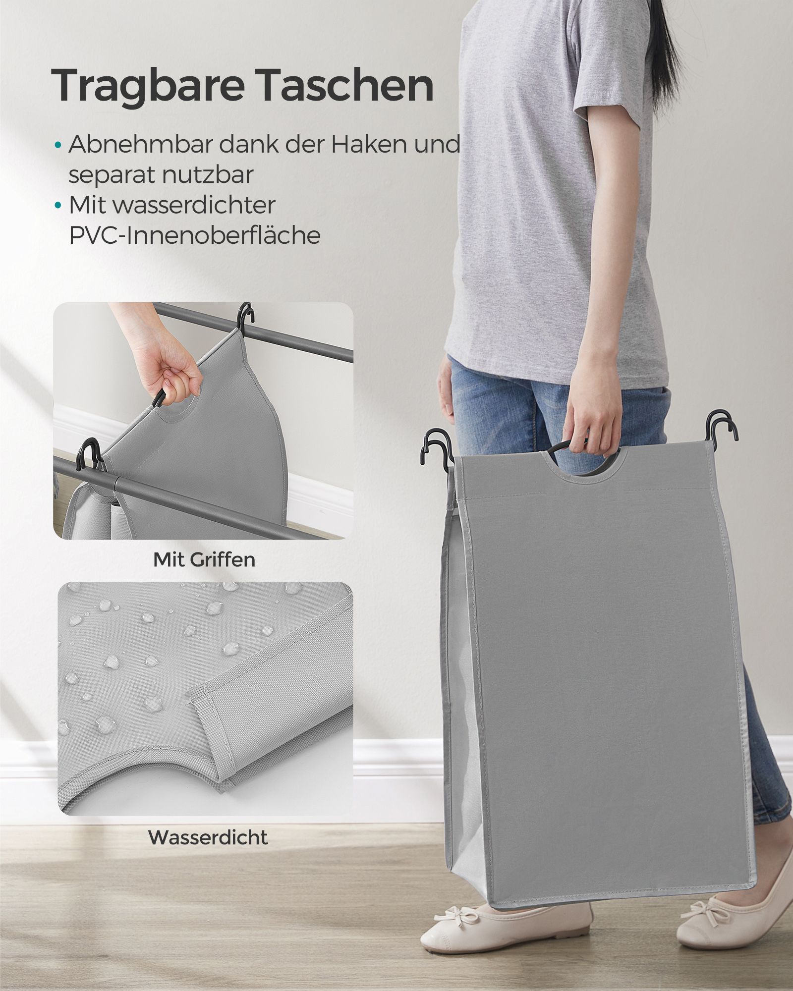 Skalbinių krepšys su 3 skyriais