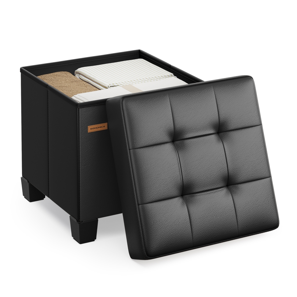 Sitzhocker tintenschwarz klappbar 38x38x40 cm mit Stauraum
