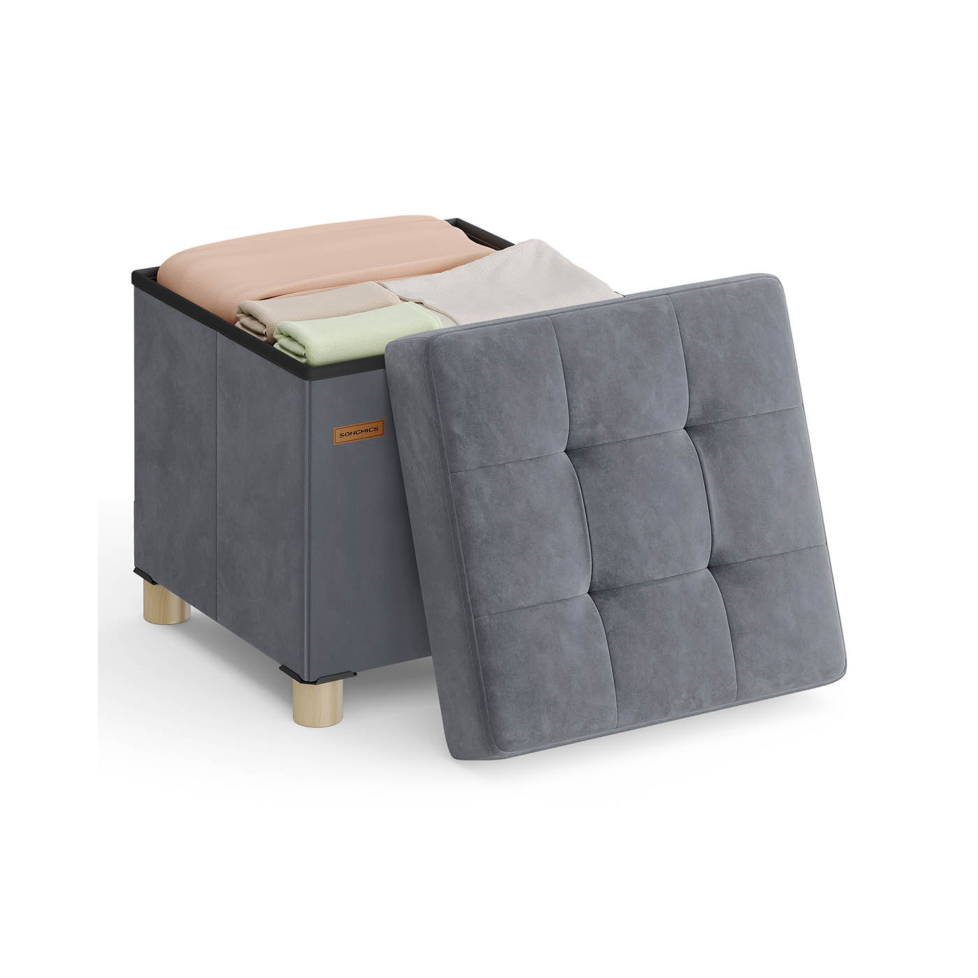 Sitzbank mit Stauraum 38 x 38 x 40 cm Fußhocker 37 L schiefergrau