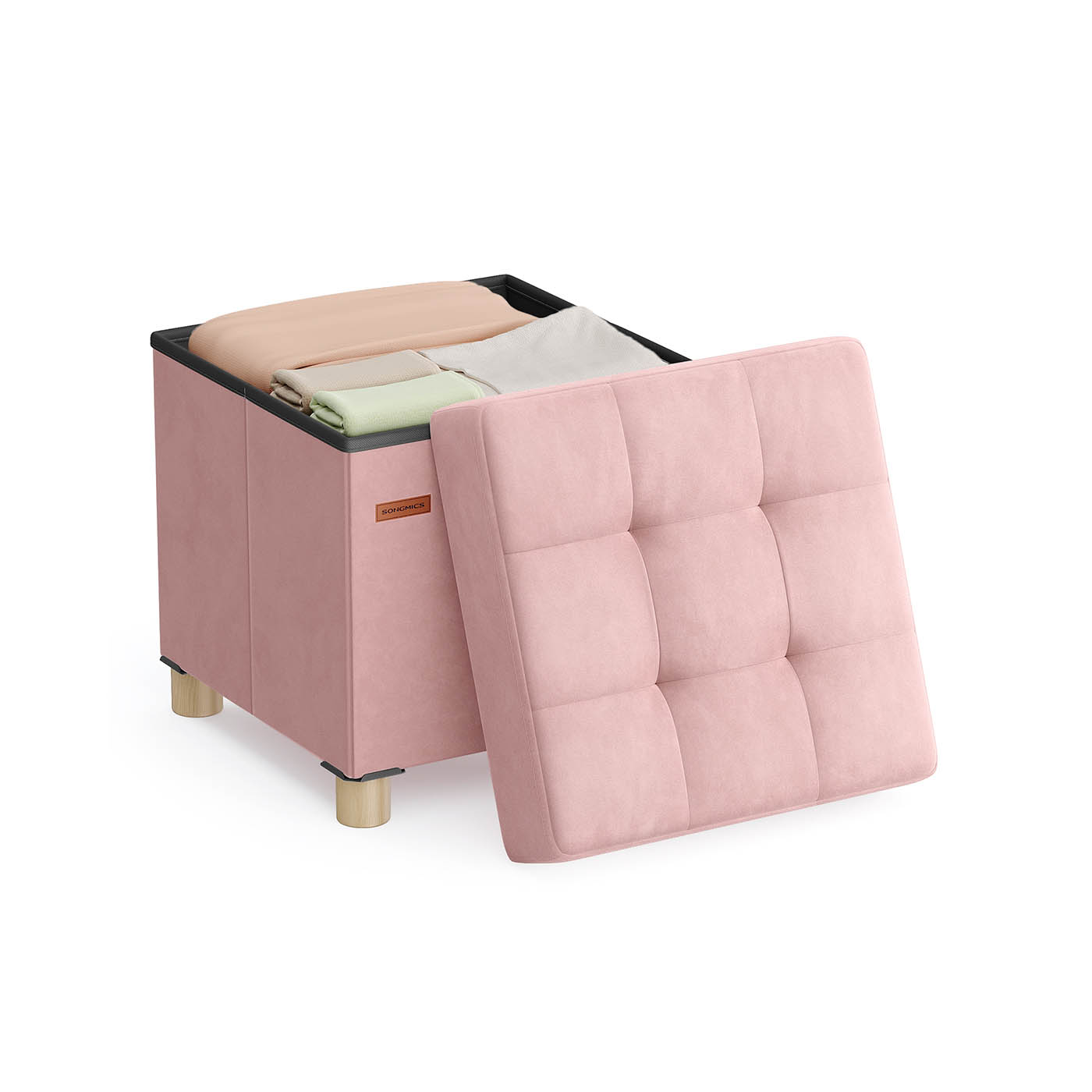 Sitzbank mit Stauraum 38 x 38 x 40 cm Fußhocker 37 L pastellrosa