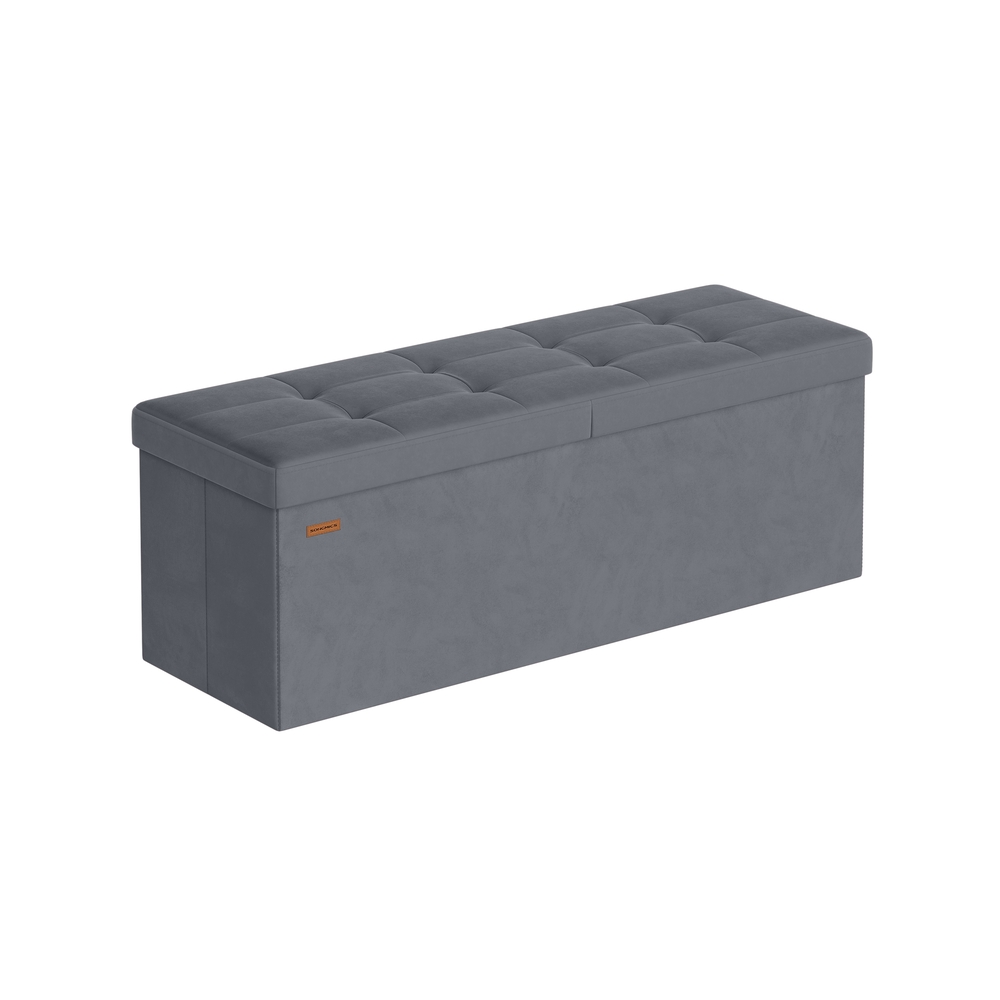 38 x 110 x 38 cm Sitzbank mit Stauraum und klappbarem Deckel schiefergrau