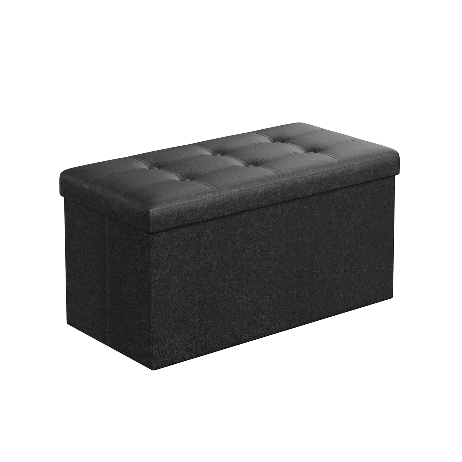 Sitztruhe 76 cm Kunstleder Schwarz