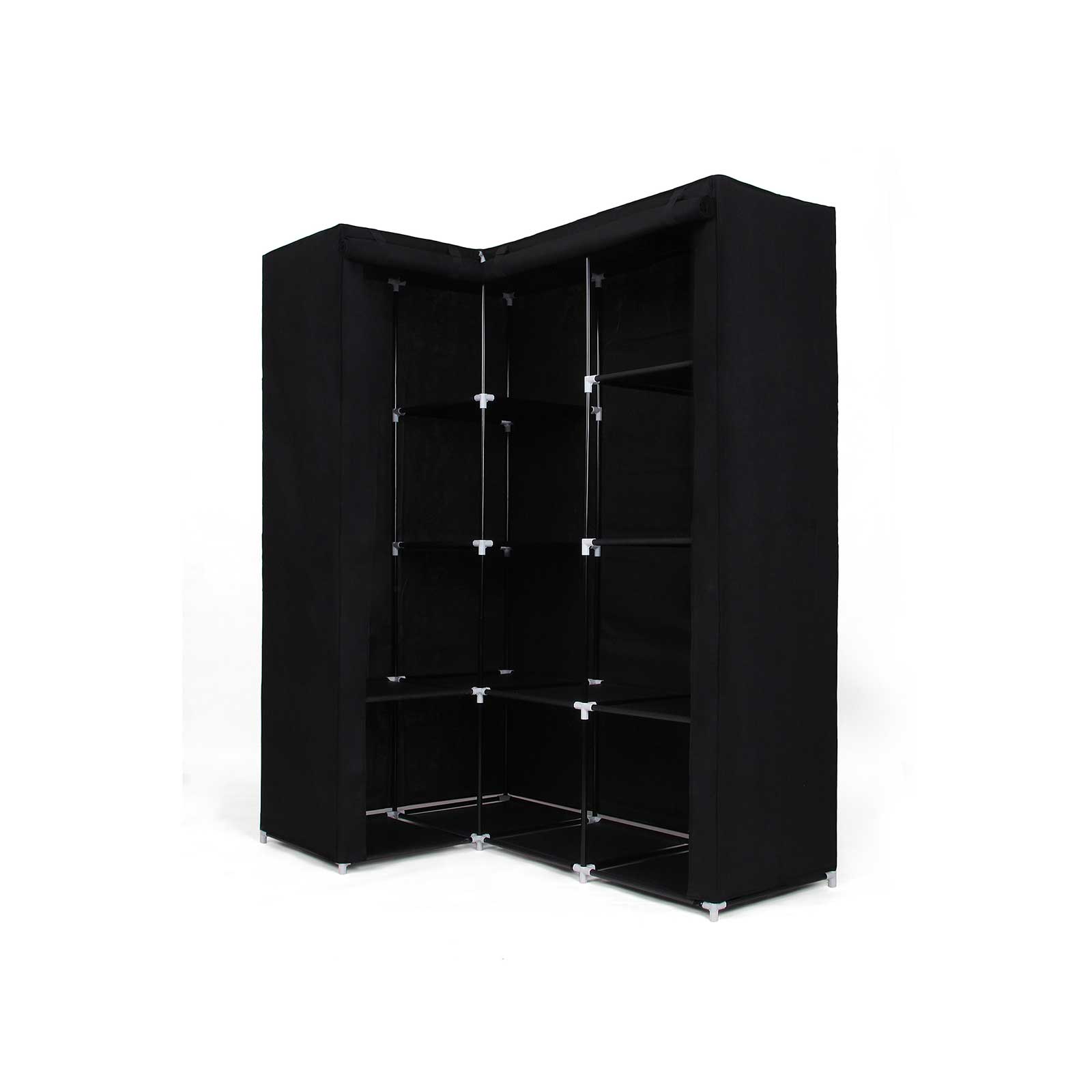Eck-Kleiderschrank Stoff Schwarz
