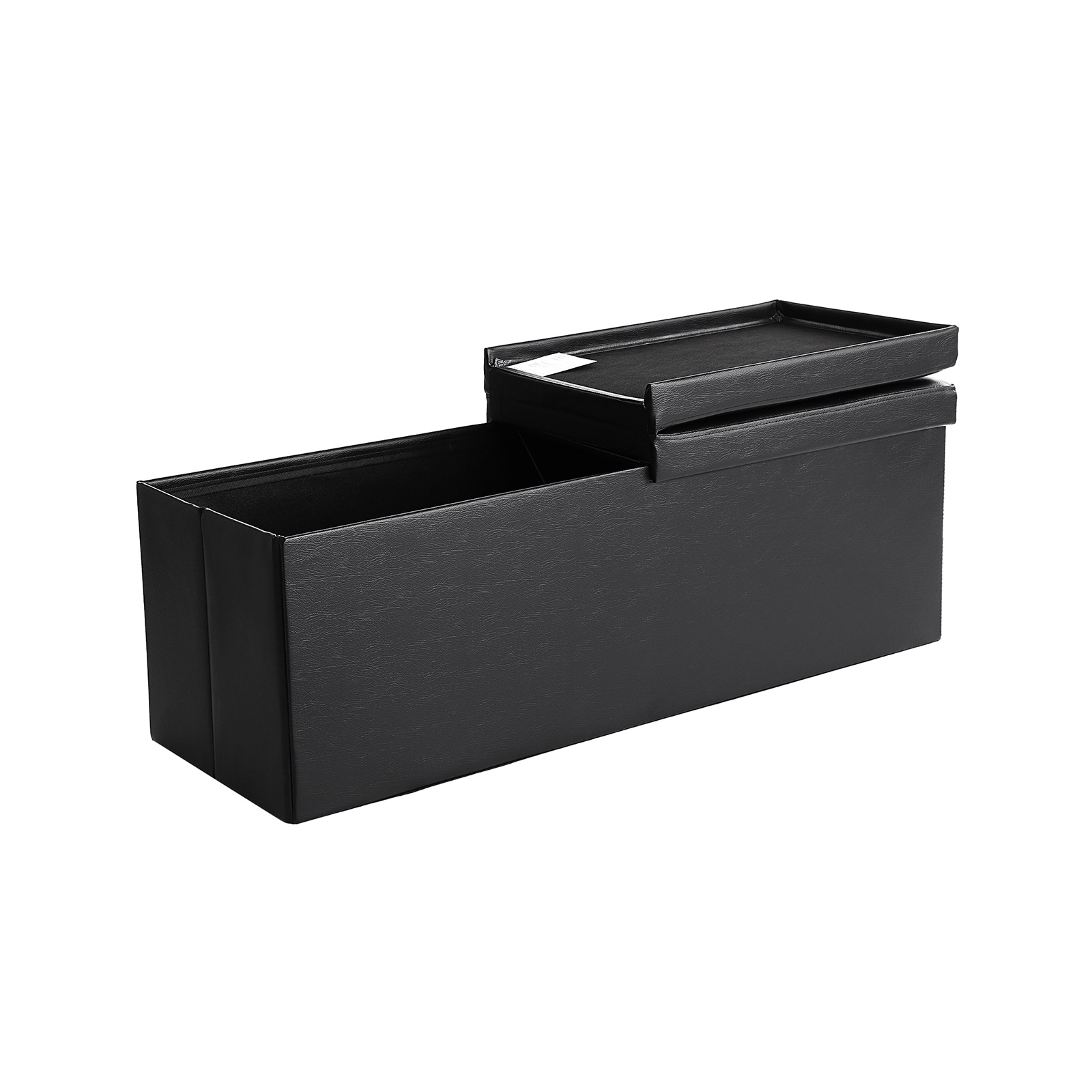 Sitzbank 110 cm Kunstleder, Klappdeckel Schwarz