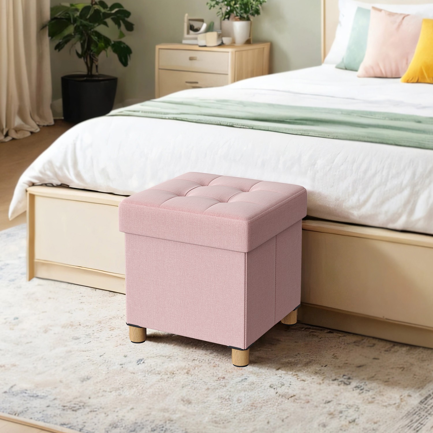 Sitzhocker mit Stauraum, kleine klappbare Sitzbank, 38