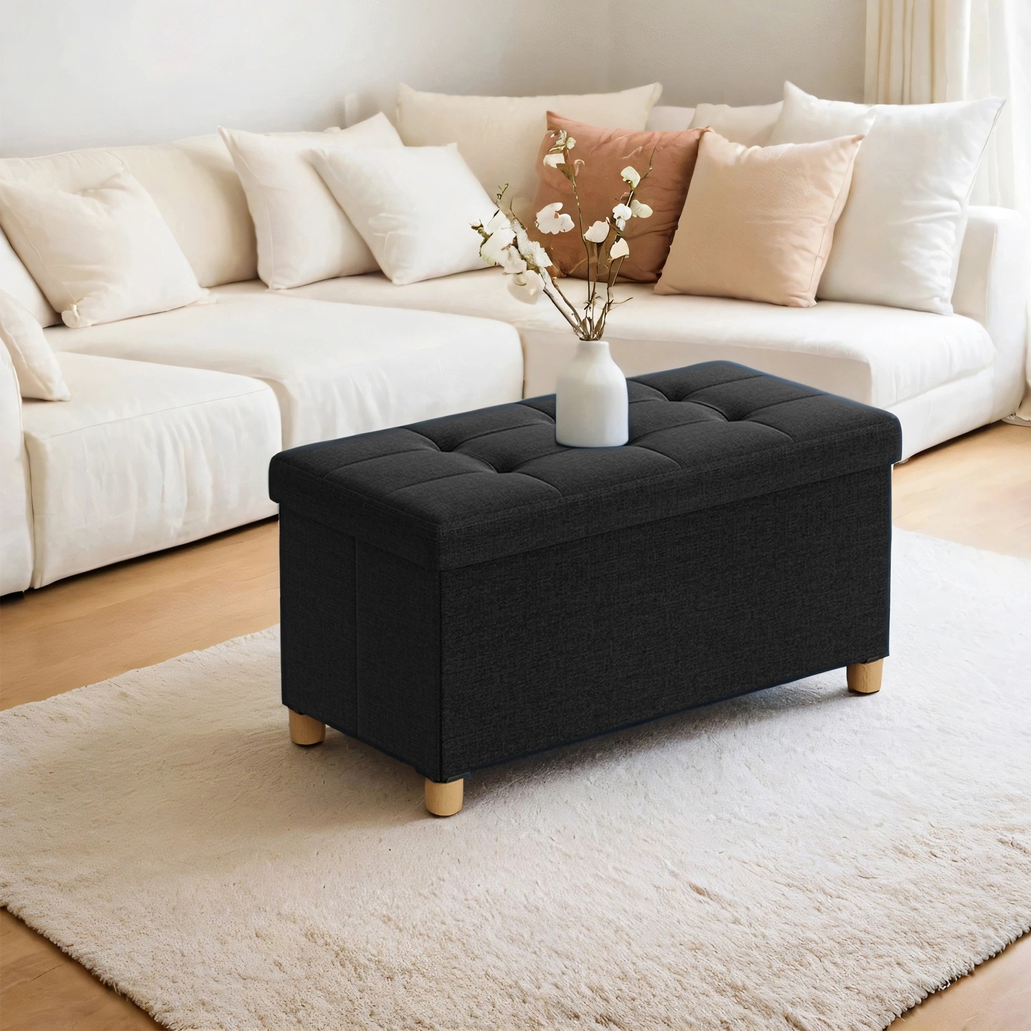 Sitzhocker mit Stauraum, klappbare Sitzbank mit Beinen, Aufbewahrungsbox