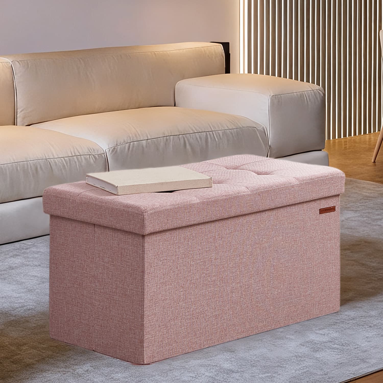 Sitzbank mit Stauraum, 38 x 76 x 38 cm, Sitztruhe, Bettbank