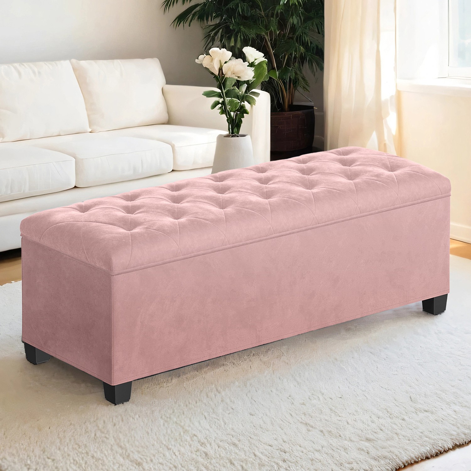 Sitzhocker mit Stauraum 40 x 110 x 40 cm pastellrosa