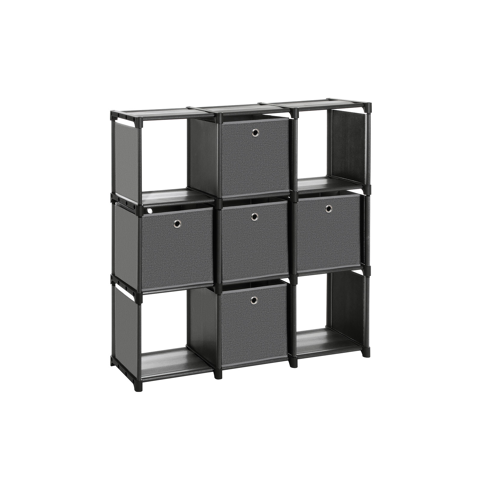 Würfelregal mit 5 Stoffboxen Schwarz