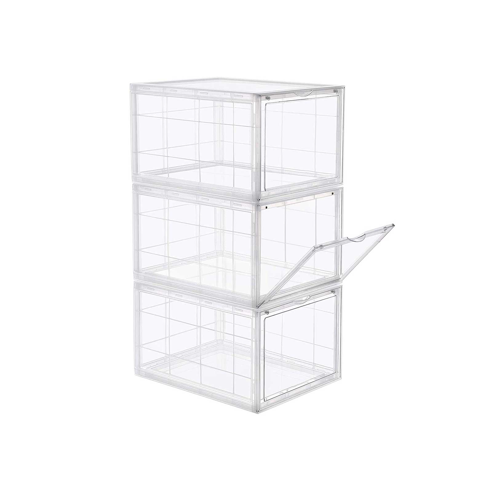 SONGMICS Schuhbox, stapelbarer Schuhorganizer, Kunststoffbox mit