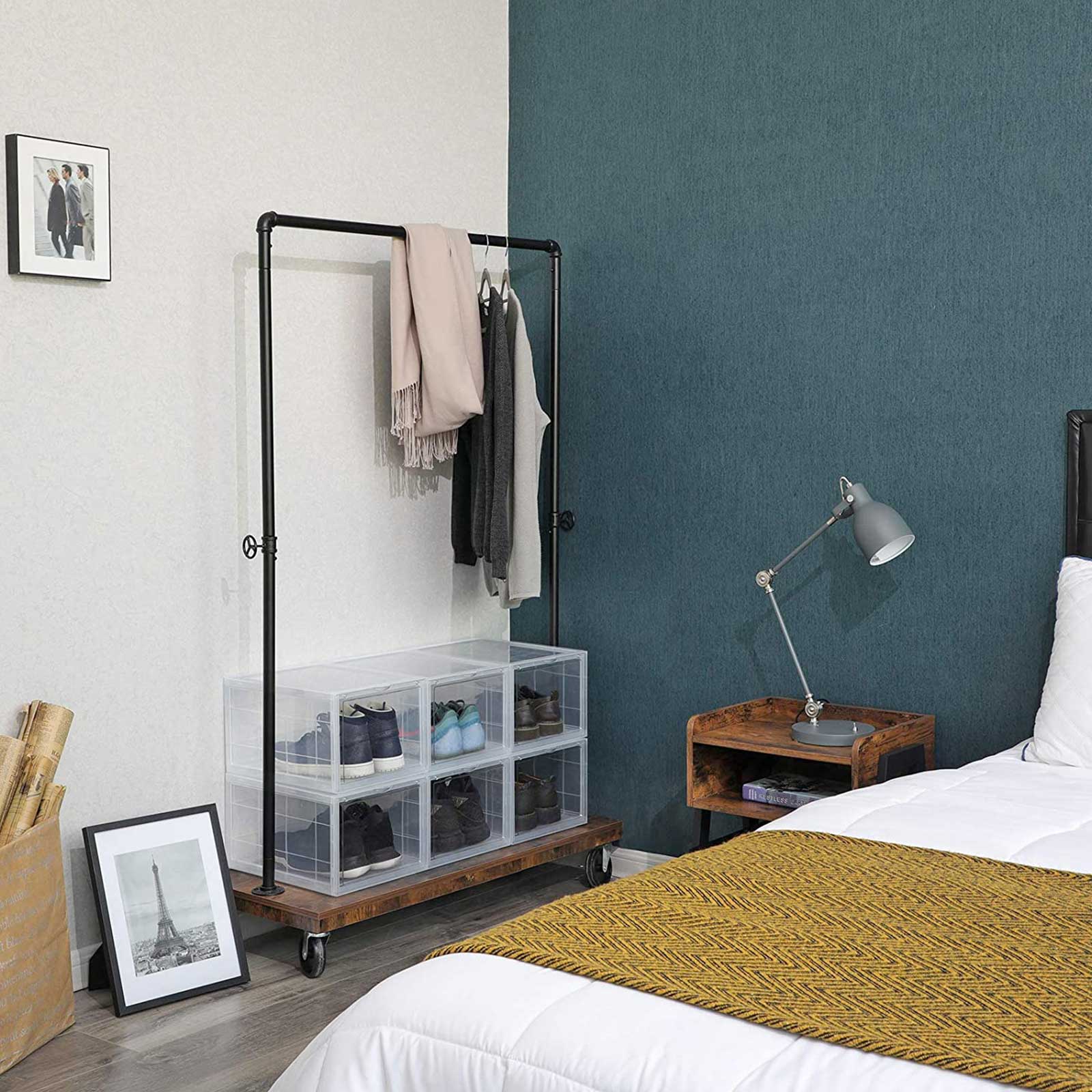 SONGMICS Schuhbox, stapelbarer Schuhorganizer, Kunststoffbox mit