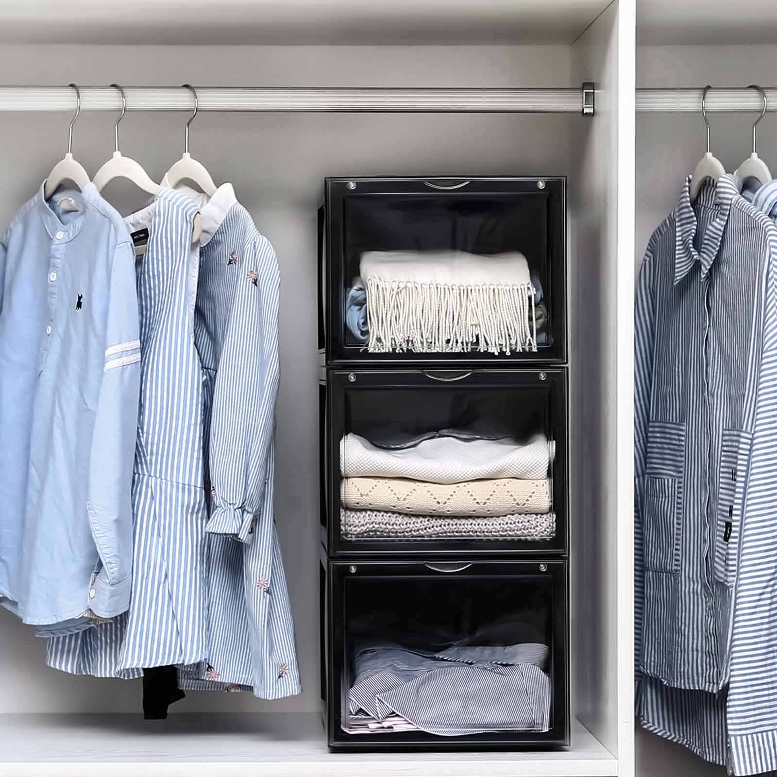 SONGMICS Schuhbox, stapelbarer Schuhorganizer, Kunststoffbox mit