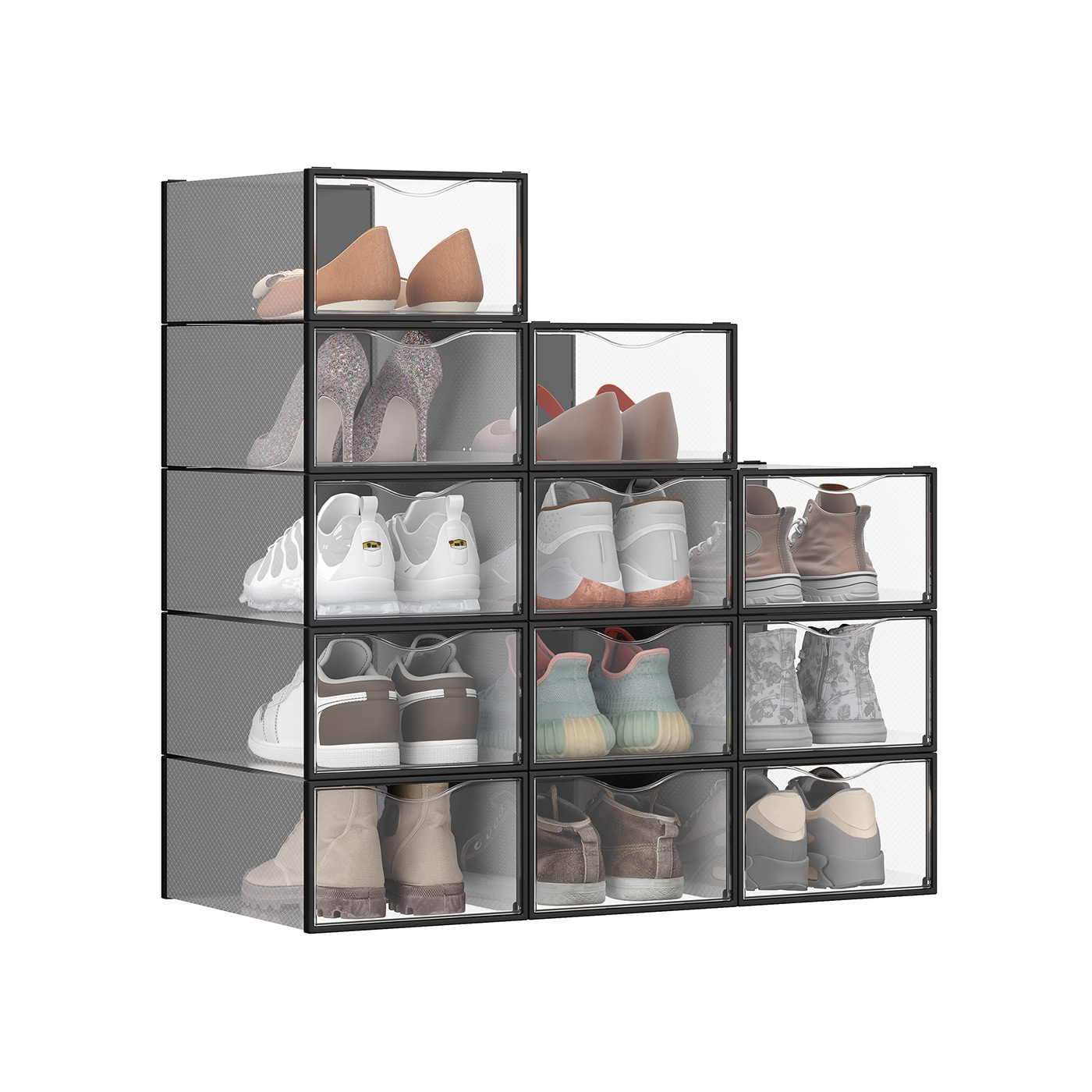 Schuhboxen 18er Set aus Kunststoff für Schuhe bis Größe 43