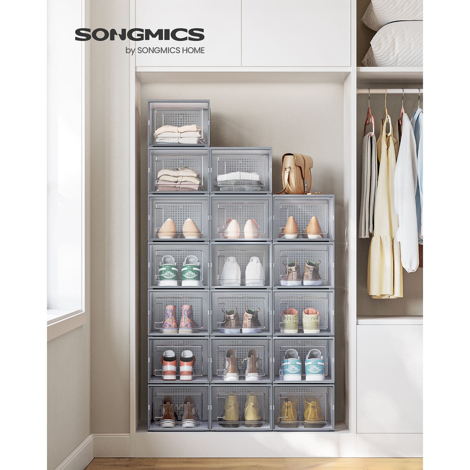 Schuhboxen 18er Set transparent-grau