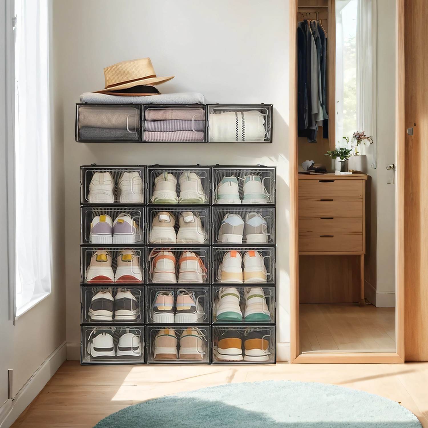Schuhboxen, 18er Set, Aufbewahrungsbox für Schuhe
