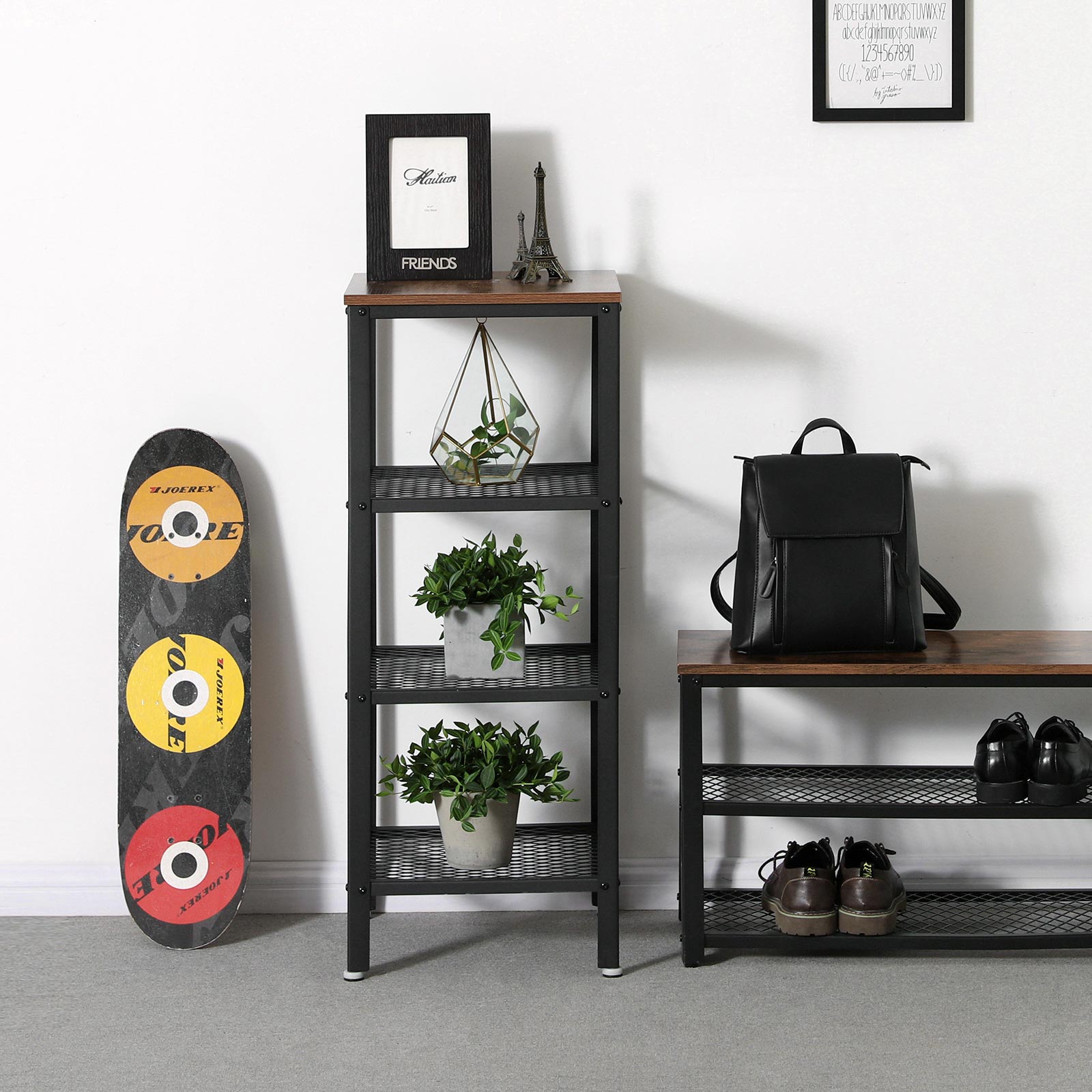 VASAGLE Standregal im Industrie-Design, Bücherregal, Küchenregal mit 4