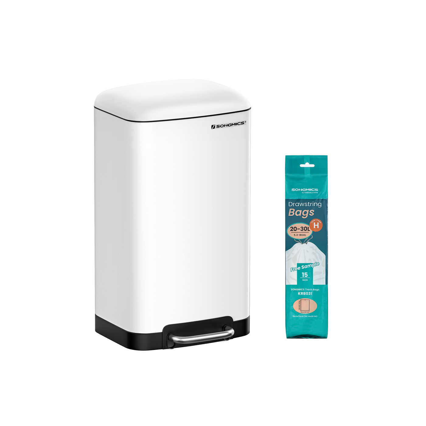 SONGMICS Mülleimer 30,0 l weiß, 1 St.