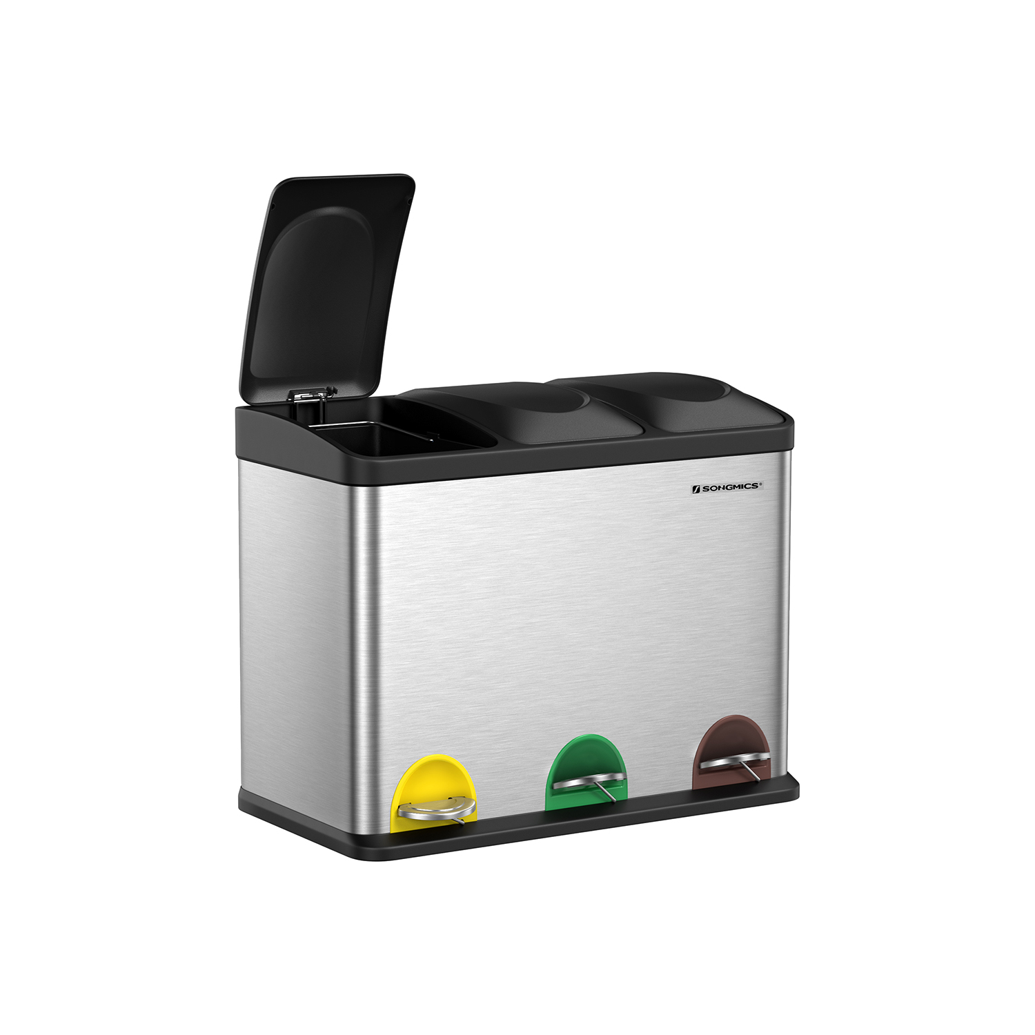 SONGMICS Mülltrenner 3x 15,0 l edelstahl, 1 St.