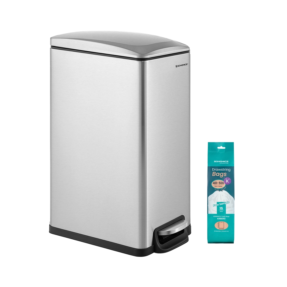48L Küchenmülleimer mit Softclose-Deckel und Inneneime Silbern
