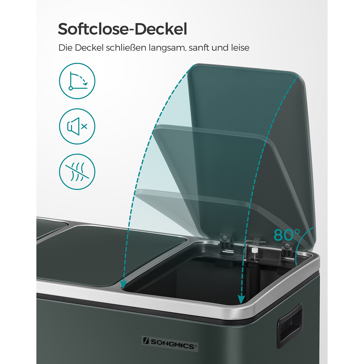 Pedalinė šiukšliadėžė su 3 skyriais