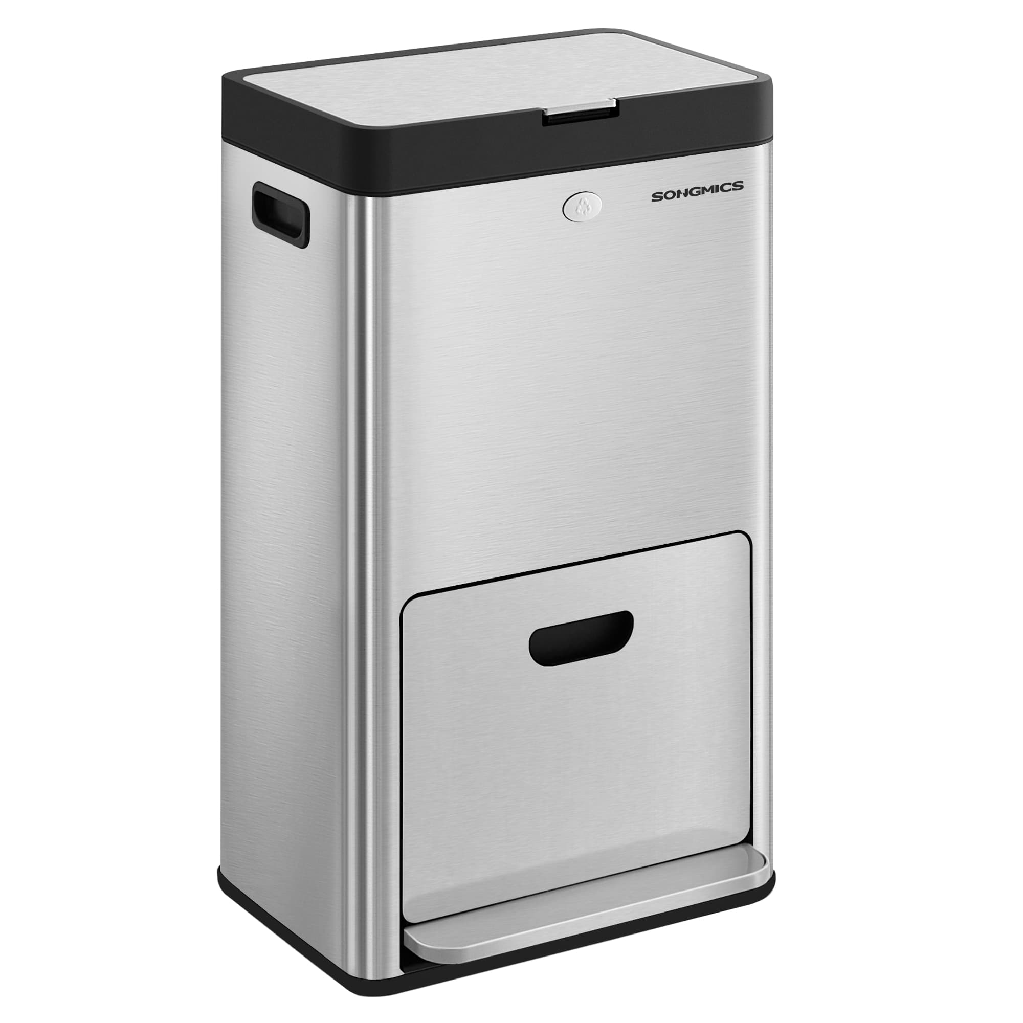 Songmics - Mülleimer Küche 60L Mülltrennsystem 3 Fächer Küchenmülleimer - Silber