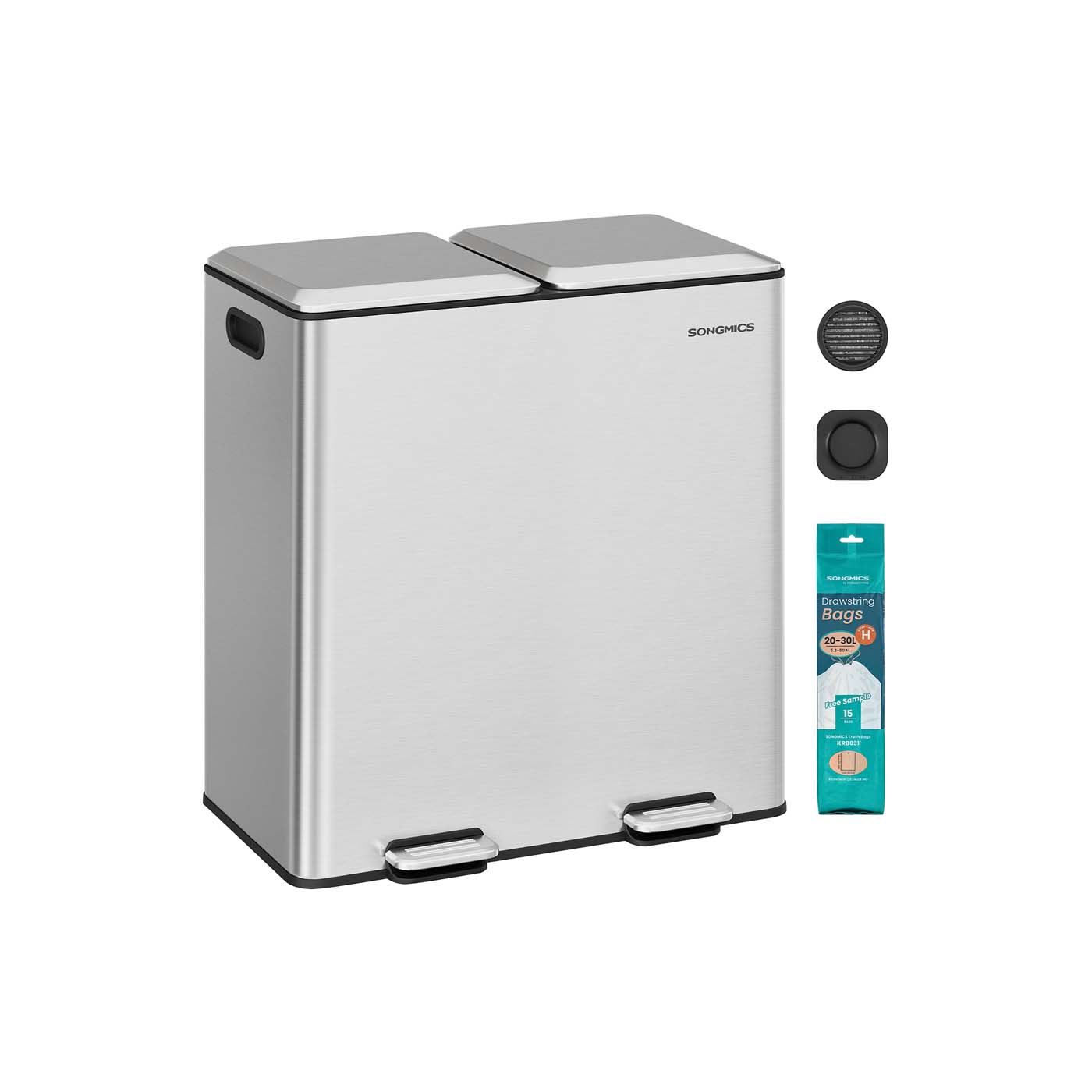 Mülleimer mit zwei Fächern Softclose Pedal und Inneneimern