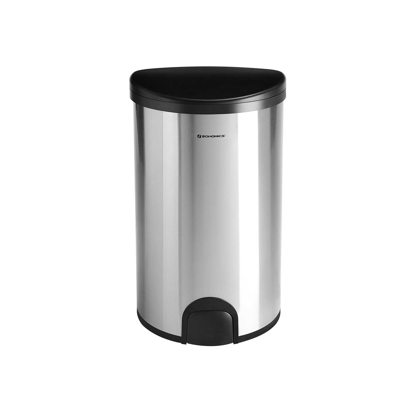 Mülleimer Sensor Fingerabdruckfrei Fußsensor 50L mit Druckring Geruchsdichter Abfalleimer für Küche aus Edelstahl Silbern LTB91NB - Silver