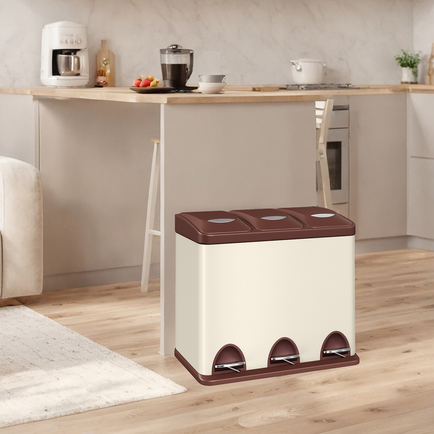 Mülleimer Küche, 3 x 8 L, kleine Kapazität