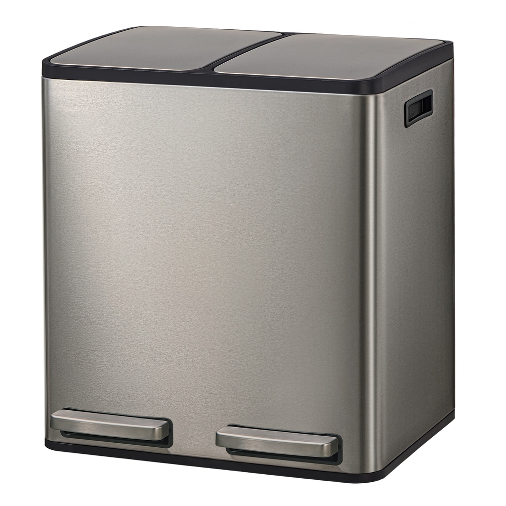 Abfalleimer 2 Fächer, Mülleimer 2 x 15 L, Tretmülleimer Softclose-Deckel