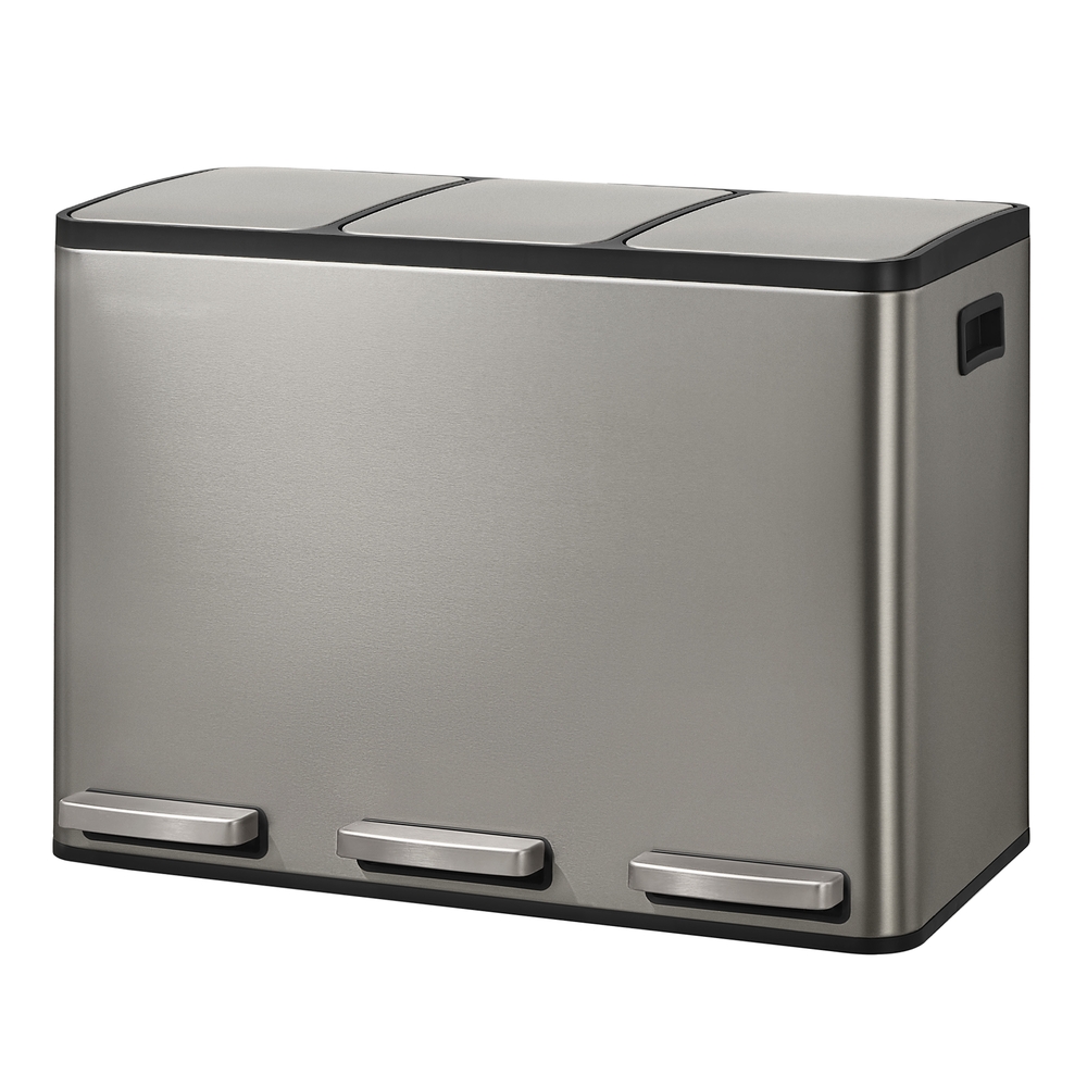 Abfalleimer 3 Fächer, Mülleimer 3 x 15 L, Tretmülleimer Softclose-Deckel