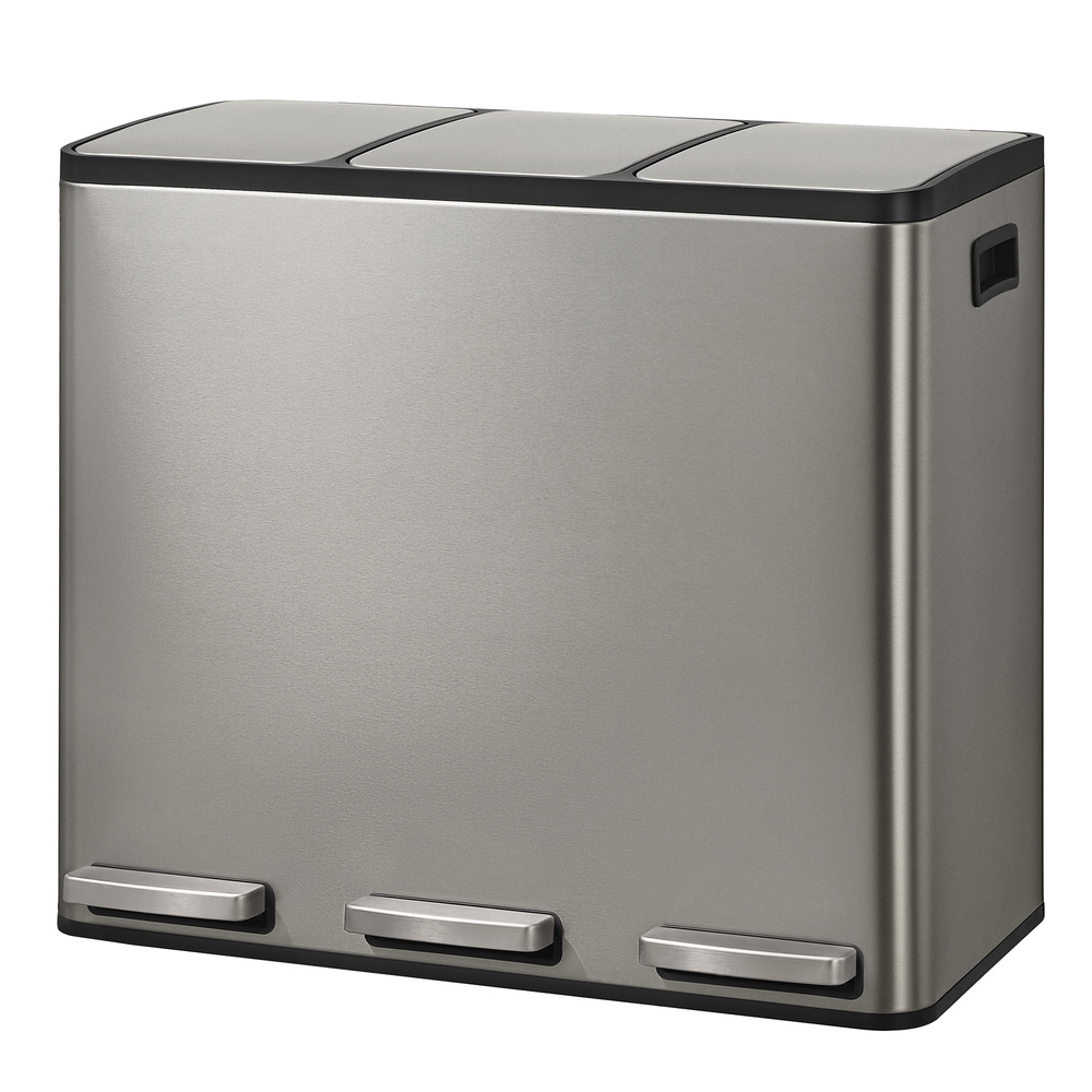 Abfalleimer 3 Fächer, Mülleimer 3 x 18 L, Tretmülleimer Softclose-Deckel