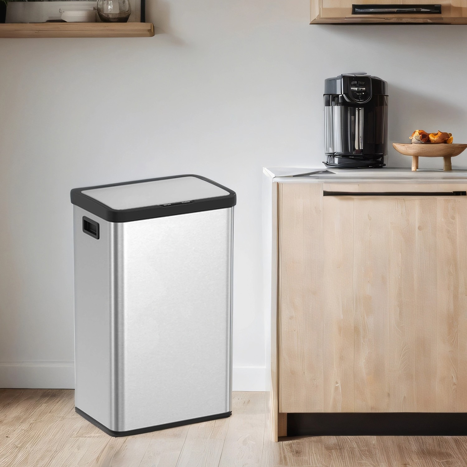 Mülleimer mit Bewegungssensor, automatischer Küchenabfalleimer mit Softclose-Deckel, Edelstahl